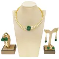 Ensemble de bijoux de style Dubaï pour femmes collier pendentif perles vertes accessoires de fête
