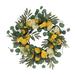 24" Vibrant Puleo International Artificial Lemon and Hydrangea Floral Spring Wreath - Green