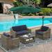 Hommow 4-Piece Patio Conversation Set Wicker Outdoor Furniture set with Cushions Blue