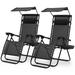 MoNiBloom Zero Gravity Chairs Set of 2 Folding Outdoor Patio Beach Recliner with Canopy Shade & Headrest Black