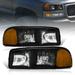 AJP Distributors Black Housing Amber Reflector Signal Headlights Lamps Assembly Pair Set Compatible/Replacement For GMC Sierra Yukon XL 2000 2001 2002 2003 2004 2005 2006 2007 00 01 02 03 04 05 06 07