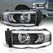 AJP Distributors Black Housing LED DRL Tube Bar Driving Head Lights Bumper Turn Signal Lamps Assembly Set Left+Right Compatible/Replacement For Dodge Ram 1500 2500 3500 2002 2003 2004 2005 02 03 04 05