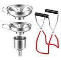HOMEMAXS 1 Set of 4 Pcs Stainless Steel Funnels Anti-slip Canning Funnels with Lifter