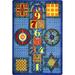 Joy Carpets 1447C-03 Kid Essentials Games Galore Active Play & Juvenile Rectangle Rugs 03 Sapphire - 5 ft. 4 in. x 7 ft. 8 in.
