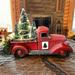 Red Christmas Truck Centerpiece Little Red Truck Christmas Decor with Mini Christmas Trees and LED String Lights Red Metal Pickup Truck Car Model for Christmas Decorations Table Top Decor