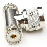 UHF Male to UHF Female Tee Connectors ANHAN PL259 Tee Coaxial Cable Adapters SO239 Splitter for Ham Radio CB Antenna 1Pack