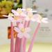 10Pcs Cute Cherry Flower Pens Creative Gel Ink Pens Party Favor Decor Office Supplies Black 0.5mm (Pink)