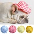 Waroomhouse Pet Cap Plaid Pattern Sun Protection Breathable Fashion Pet Fisherman Hat Headwear for Summer