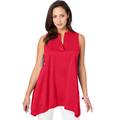Plus Size Women's Stretch Knit Pointed Tunic by Jessica London in Vivid Red (Size 2X)