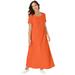 Plus Size Women's Stretch Cotton T-Shirt Maxi Dress by Jessica London in Orange (Size 34)