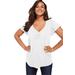 Plus Size Women's Flutter-Sleeve Sweetheart Ultimate Tee by Roaman's in White (Size 26/28) Long T-Shirt Top