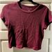 American Eagle Outfitters Tops | American Eagle Outfitters Waffle Knit Cropped Short Sleeve Tee Size M | Color: Purple | Size: M