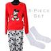 Disney Intimates & Sleepwear | Disney Women's 3-Piece Disney Mickey Mouse Plush Fleece Pj Set | Color: Gray/Red | Size: L