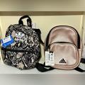 Adidas Bags | 2 Adidas Mini Backpacks X Zoe Saldana Rose Gold And Snake Trefoil 2.0 Nwt | Color: Black/Gold | Size: 11” X 6.5” X 4”