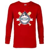 Disney Mickey Mouse Baseball Team Player Sports 2023 - Long Sleeve T-Shirt for Men - Customized-New Red