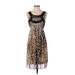 Style&Co Casual Dress Scoop Neck Sleeveless: Brown Animal Print Dresses - Women's Size Small - Print Wash