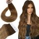 Hetto Tape in Real Human Hair Extensions Brown Ombre 16inch Tape on Remy Hair Pieces Brown Hair Extensions Tape in Real Hair Extensions Human Hair Balayage Brown 20pcs 50g