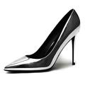 Women's Classic High Heel Dress Pointed Toe Pumps Shoes 10cm Slip-on High Stiletto Heels Closed Toe Pumps Shoes Dress Party Shoes,Silver,40 EU/9 US