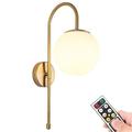 KEFA No Wire Modern Gold Battery Operated Wall Sconce, Industrial Mid Century Bathroom Vanity Wall Light with White Globe Shade, Wall Lamp for Restaurant Living Room Bedroom Bedside Loft Wall Decor