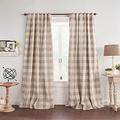 Elrene Home Fashions Farmhouse Living Grainger Buffalo-Check Blackout Window Curtain, Living Room and Bedroom Drape with Rod Pocket Tabs, 52" x 84", Linen, 1 Panel