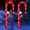 Solar Christmas Decorating Candy cane light Solar Christmas aisle marker light Snowflake and Santa s outdoor decorating post Constant and flash mode 8 LED lights for garden yard lawn 1PCS