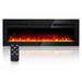 Electric Fireplace 50 inch Recessed and Wall Mounted Fireplace Heater and Linear Fireplace with Timer Remote Control Adjustable Flame Color 750w/1500w Black