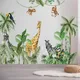 Grand décor de porte drôle de jungle girafe zèbre singe autocollants muraux art mural chambre