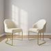 Modern Luxury Beige Dining Chair (Set of 2) PU Leather Upholstery, Gold Stainless Steel Base - 24.4