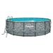 Funsicle 16ft x 48in Round Oasis Designer Above Ground Pool Stone Slate with SkimmerPlus Filter Pump Age 6 & up