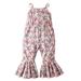 JDEFEG Clothes Toddler Girl Toddler Girls Sleeveless Floral Prints Romper Bell Bottoms Jumpsuit Clothes 2T Girl Romper Pajamas for Teens Girls Pajama Sets Red 80