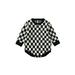 sdghg Girls Boys Romper Checkerboard Plaid Round Neck Long Sleeve Knitted Sweater Jumpsuits Fall Winter Bodysuits