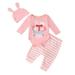 2DXuixsh Gift Basket Baby Girl Boys Girls Easter Long Sleeve Cartoon Rabbit Printed Romper Bodysuits Striped Pants Hat Outfits Skirt Girl Red 80