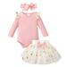 2DXuixsh Gift for A Baby Girl Baby Girl Outfit Romper Sweatshirt Tutu Skirts Headband 3Pcs Clothes 9 Month Baby Girl Clothes Pajamas for Teens Girls Pajama Sets Red 6M