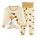 JDEFEG Girls Clothes Size 7/8 Outfits Toddler Girls Boys Baby Soft Pajamas Toddler Cartoon Prints Hight Waist Long Sleeve Kid Sleepwear Sets Cow Baby Outfit Beige 110