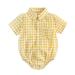 2DXuixsh Organic Romper Kids Baby Boys Girls Short Sleeve Patchwork Plaid Shirt Romper Bodysuit Outfit Baby Boy Rompers Organic Pajamas for Teens Girls Pajama Sets Yellow 12M