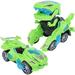 Deform Dinosaur Toys for Boys Girls 2 in 1 Dinosaur Toy Cars for Kids Transforming Dinosaur LED Car with Music Automatic Dino Transformers Toys Boy Toys Dinosaurs Toy Car (Green)