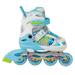 Skate Gear Rainbow Adjustable Light up Inline/Quad Roller Skates for Girls and Boys (Blue - Inline Large)