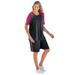 Plus Size Women's 2-Piece Short-Sleeve Set by Woman Within in Heather Charcoal Raspberry Sorbet (Size 3X)