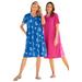 Plus Size Women's Perfect Short-Sleeve Crewneck Tee Dress by Woman Within in Bright Cobalt Flip Flops (Size 4X)