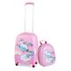 GYMAX 2Pc Kids Luggage Set, 12" & 16"/18" Children Hand Trolley Case with 4 Spinner Wheels, Carry On Suitcase for Boys & Girls Travel School (12" & 18", Pink Unicorn)