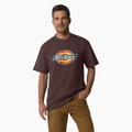 Dickies Men's Short Sleeve Tri-Color Logo Graphic T-Shirt - Chocolate Brown Size 2 (WS22A)