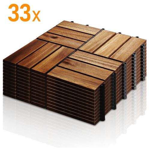 Tolletour – Holzfliesen Mosaik Akazienholz Fliese 33 Stück 30×30 cm Balkonfliesen Gartenfliesen