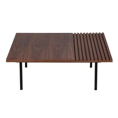 Table basse moderne design art déco placage noyer 85 cm carrée