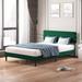 Mixoy Fabric Padded Bedroom Furniture,Upholstered Bed Frame with Velvet Tufted Headboard