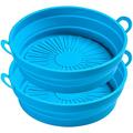 2Pcs Air Fryer Silicone Pot Reusable Air Fryer Liner Round Air Fryer Basket No-Stick Air Fryer Pan Heat Resistant Air Fryer Silicone Baking Tray for 5QT Air Fryer Oven Microwave