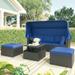 Outdoor Patio Rectangle Daybed with Retractable Canopy Wicker Furniture Sectional Seating with Washable Cushions Backyard Porch
