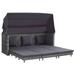 Andoer Extendable 3-Seater Sofa Bed with Roof Poly Rattan Gray