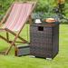 Zimtown 2 in 1 Wicker Gas Propange Storage Box with Lid for Tank Storage Container Outdoor Wicker Furniture Outdoor Side Table Brown Gradient