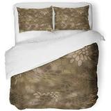 ZHANZZK 3 Piece Bedding Set Khaki Camo Modern Creative Kryptek Camouflage Patterns Abstract Airforce Army Twin Size Duvet Cover with 2 Pillowcase for Home Bedding Room Decoration