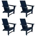 WestinTrends Ashore Adirondack Chairs Set of 4 All Weather Poly Lumber Outdoor Patio Chairs Modern Farmhouse Foldable Porch Lawn Fire Pit Plastic Chairs Outdoor Seating Navy Blue